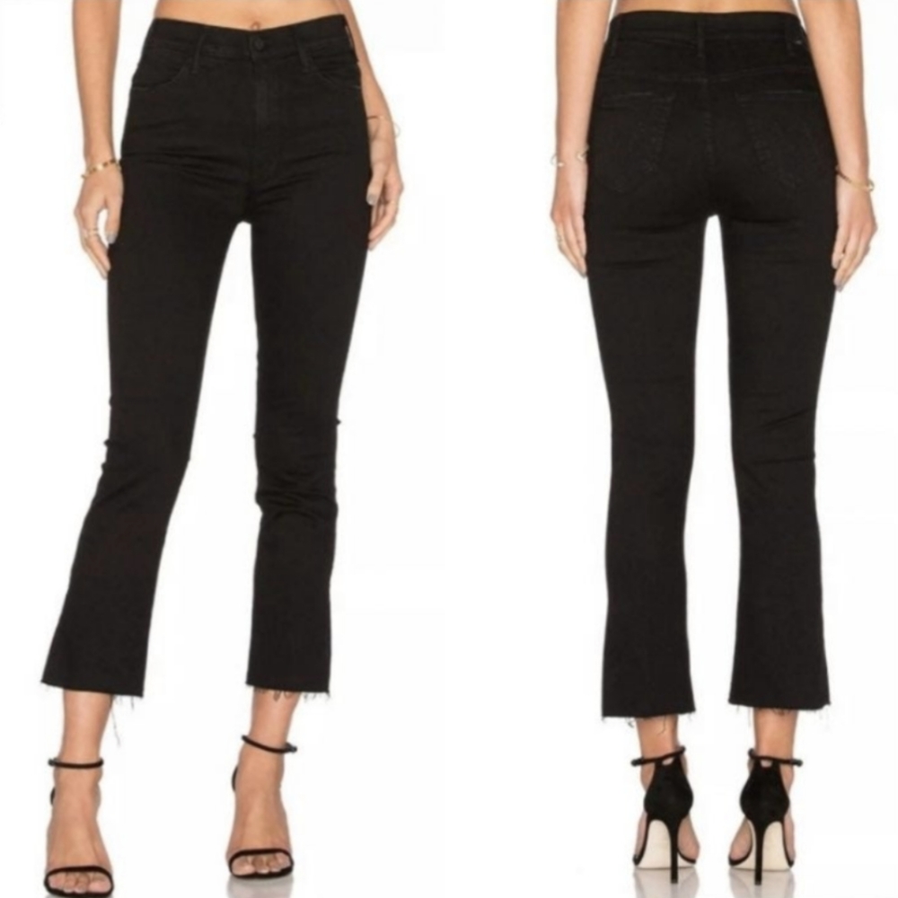 MOTHER Black Cropped Ankle Jeans